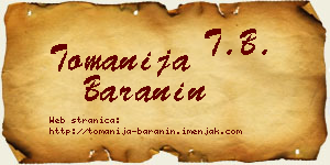 Tomanija Baranin vizit kartica